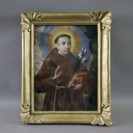 Hl. Antonius von Padua - polychrome Hinterglasmale… - Foto 7