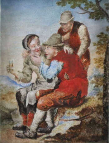 Paar Miniaturmalereien 18.Jh. - Bäuerliche Genresz… - Foto 4