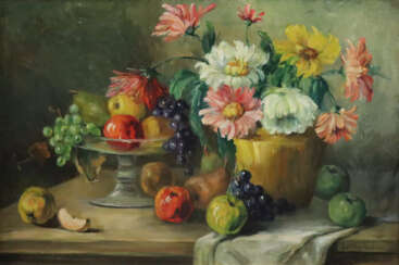 Anker, v. L. - Stillleben mit Blumenstrauß und Obs…