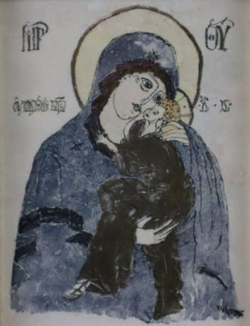 Ikone "Gottesmutter mit Kind" - polychrome Malerei… - photo 2