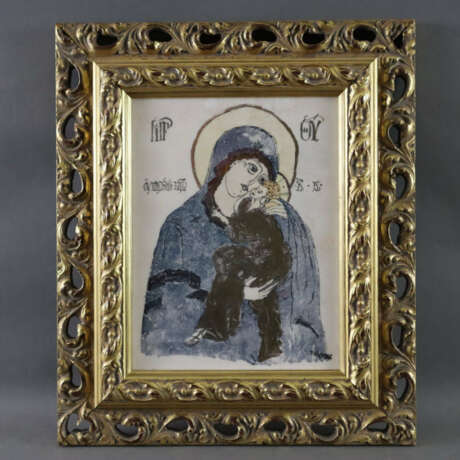 Ikone "Gottesmutter mit Kind" - polychrome Malerei… - photo 5
