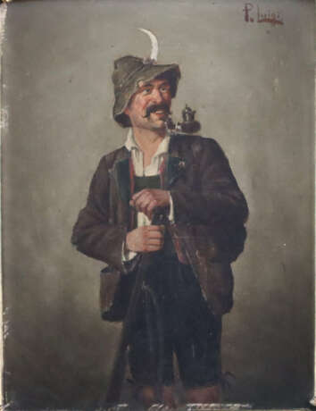 Luigi, P. -20.Jh.- Jäger in Tracht mit Pfeife, ver… - photo 1