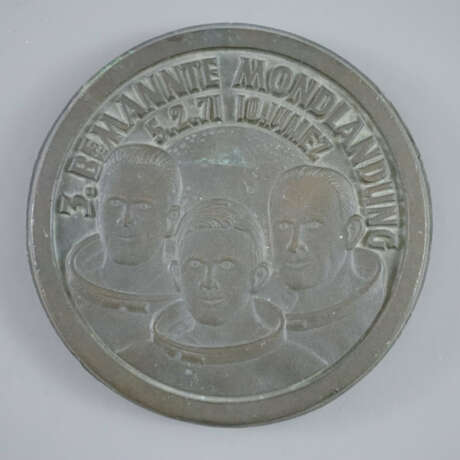 Schwere Bronzeplakette "Mondlandung" - 2. Hälfte 2… - photo 1
