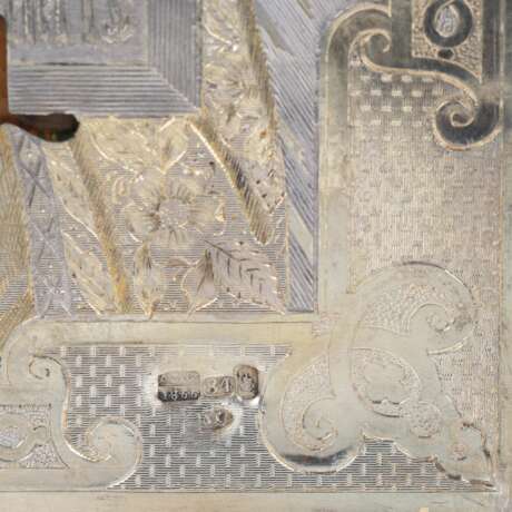 Icon of the Lord Almighty with a silver frame. P.A. Ovchinnikov firm. Moscow 1866 Silver 84 Gilding Neo-Russian 19th century - photo 8