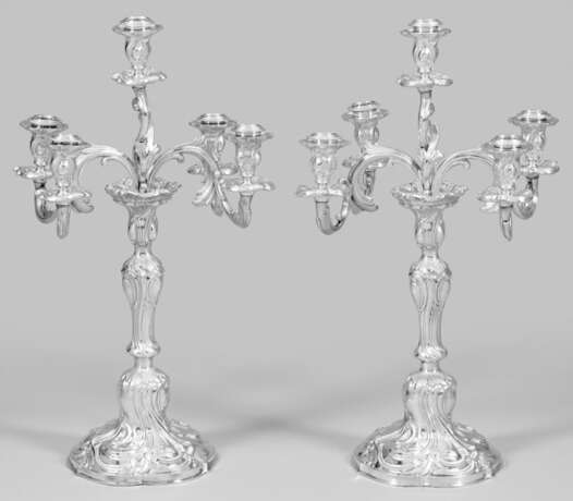 Paar Prunk-Girandolen im Barock-Stil Silber. 5-flg… - photo 1