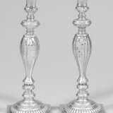 Paar Biedermeier-Tafelleuchter Silber, beschwert. … - photo 1