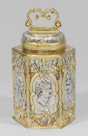 Prachtvolle große Barock-Schraubflasche Silber, te… - photo 1