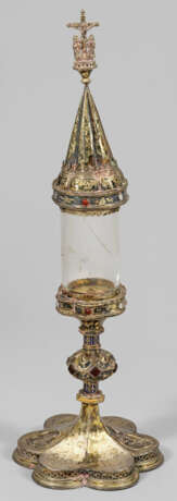 Museale gotische Reliquienmonstranz Silber, vergol… - Foto 1