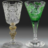 Zwei böhmische Historismus-Pokale Farbloses Glas, … - photo 1