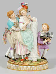 Große Meissen Figurengruppe "Die Annäherung". Orig…