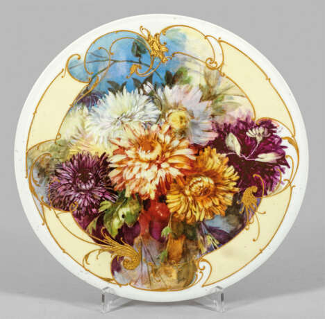 Große Wandzierplatte mit Blumendekor Runde, flach … - фото 1