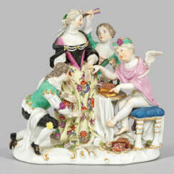 Seltene Meissen Figurengruppe mit Amoretten Annähe…