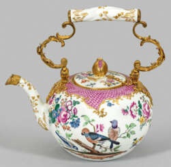 Große Meissen Teekanne mit Blumen- und Vogeldekor …