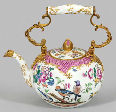 Große Meissen Teekanne mit Blumen- und Vogeldekor … - photo 1