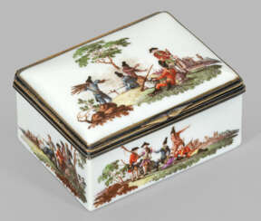 Meissen Tabatiere mit Bataillenszenen Porzellan. R…