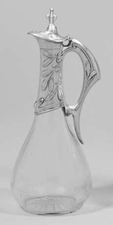 Elegante Jugendstil-Karaffe Silber und Glas. Balus… - photo 1