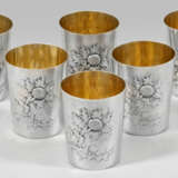 Satz von sechs Jugendstil-Schnapsbechern Silber. R… - фото 1