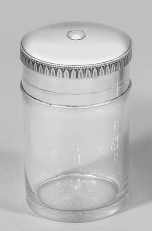 Runde Glasdose Silber und Glas. Zylindrischer Glas… - фото 1