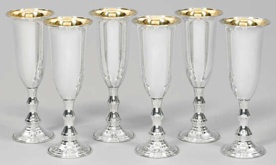 Satz von sechs Champagnerkelchen Sterlingsilber. T… - photo 1