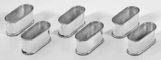 Sechs Serviettenringe Sterlingsilber. Ovaler, glat… - Foto 1