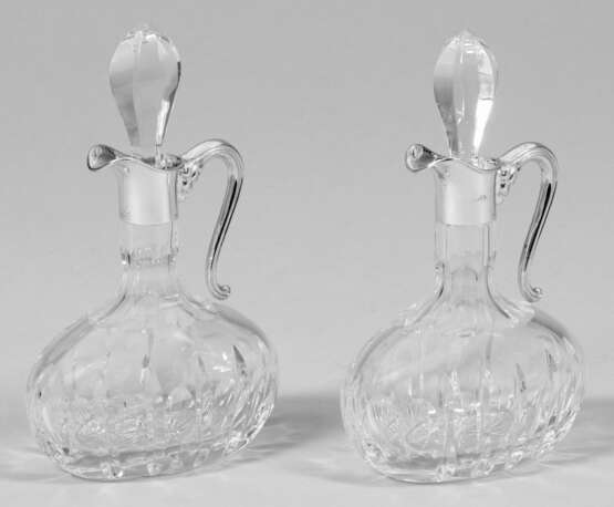 Paar kleine Weinkaraffen Sterlingsilber und Glas. … - Foto 1