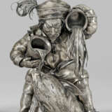 Wasserträger mit Schwein Silber. Humoristische Fig… - Foto 1