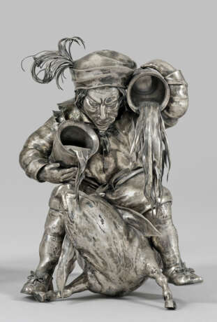 Wasserträger mit Schwein Silber. Humoristische Fig… - Foto 1
