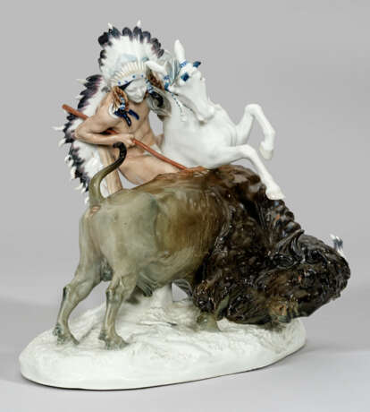 Große Indianergruppe von Meissen Auf ovalem Naturs… - фото 1