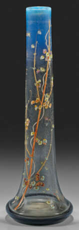 Frühe Stangenvase von Emile Gallé Bläulichgrau opa… - фото 1