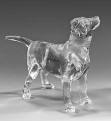 Labrador-Glasskulptur von Baccarat Farbloses Krist…