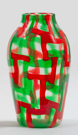 Vase von Venini & C. Überfangglas, farblos mit Ban… - photo 1