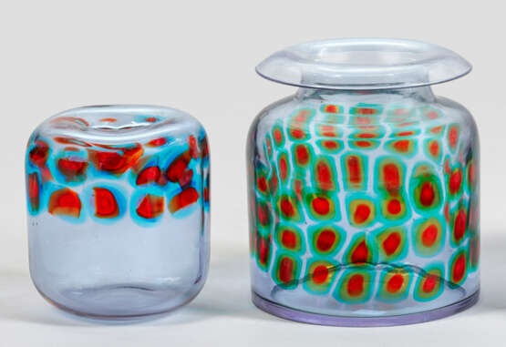 Zwei "Murrine"-Vasen Überfangglas, farblos, zwei- … - photo 1