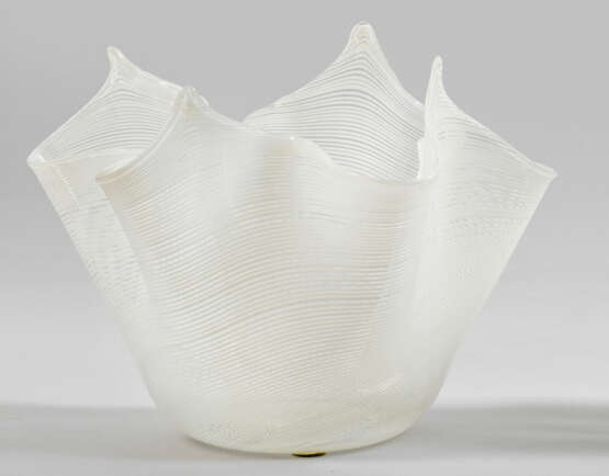 Große "Fazzoletto"-Vase Farbloses Glas mit weißen … - photo 1