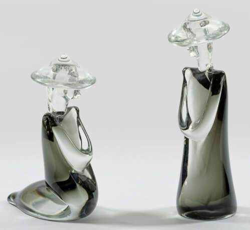 Paar Glasskulpturen Zwei modern stilisierte Statue… - photo 1