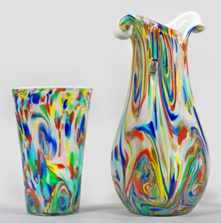 Zwei "Swirl"-Vasen Farbloses Überfangglas mit poly… - фото 1