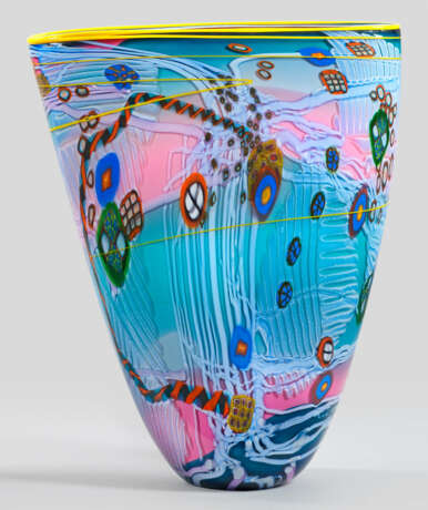 Große Ziervase von Wes Hunting Farbloses Glas über… - photo 1