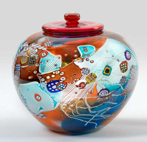 Große Deckelvase von Wes Hunting Farbloses Glas üb… - фото 1