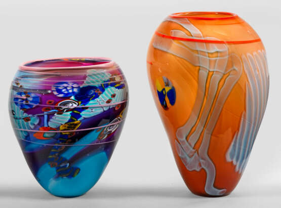 Zwei Ziervasen von Wes Hunting Farbloses Glas über… - фото 1