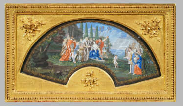 Barockes Fächerblatt im Schaurahmen Papier, schaus…
