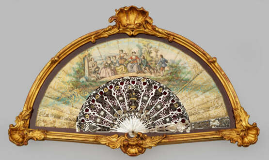 Jagdlicher Napoleon III-Fächer im Schaurahmen 12 F… - фото 1