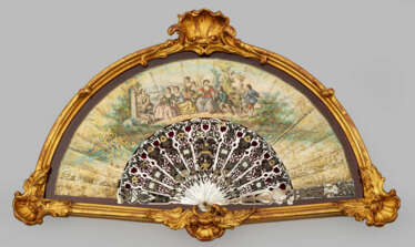 Jagdlicher Napoleon III-Fächer im Schaurahmen 12 F…
