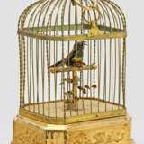 Singvogel-Automat Messing, Holz und kolorierte Fed… - Foto 1