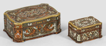 Zwei Napoleon III-Schatullen Palisander, furniert …