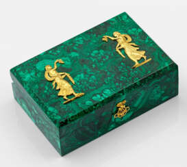 Malachit-Schatulle im Stil von Karl Fabergé. Recht…