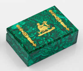 Malachit-Schatulle im Stil von Karl Fabergé. Recht…