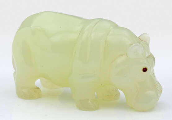 Miniatur-Nilpferd im Stil von Karl Fabergé. Grüne,… - Foto 1