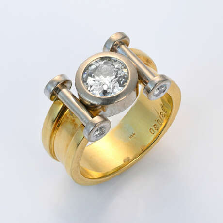 Extravaganter Diamant-Solitär-Bandring Gelbgold, g… - photo 1