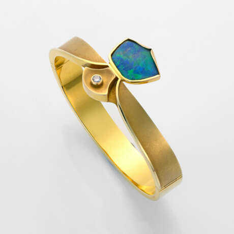Moderner Opal-Brillant-Armreif Gelbgold, gest. 585… - фото 1