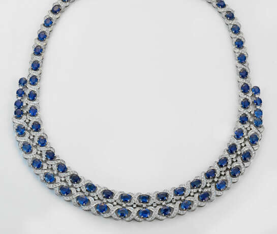 Prachtvolles Saphir-Brillant-Collier Weißgold., ge… - фото 1