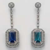 Paar elegante Royalblue und Greenblue Saphir-Ohrge… - фото 1